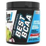 Envase de Best BCAA de BPI Sports sabor Fruit Punch con soporte para masa muscular y recuperación. Ideal para mejorar el rendimiento atlético con 5 g de BCAAs y sin colorantes artificiales.