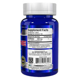 Vista posterior de la botella de Cafeína Allmax, con información detallada de los ingredientes y datos del fabricante.