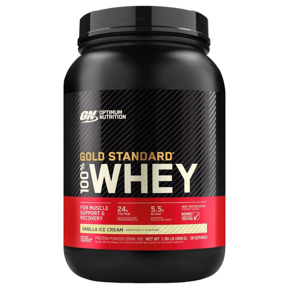 Frasco de proteína Gold Standard 100% Whey sabor Vanilla Ice Cream, 2 libras
