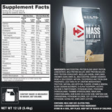 Información nutricional de Super Mass Gainer Dymatize 12 lb sabor Vainilla, con 1280 calorías, 52g de proteínas y 245g de carbohidratos.