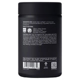 Parte posterior del envase de Turmeric Curcumin de Sports Research. Indica las instrucciones de uso del producto, las certificaciones de calidad (Non-GMO, Gluten-Free, cGMP) y advertencias importantes para el consumidor.